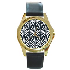 Art Deco, Black,white,graphic Design,vintage,elegant,chic Round Gold Metal Watch by NouveauDesign