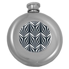 Art Deco, Black,white,graphic Design,vintage,elegant,chic Round Hip Flask (5 Oz) by NouveauDesign