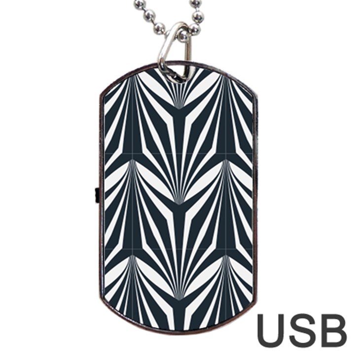 Art Deco, black,white,graphic design,vintage,elegant,chic Dog Tag USB Flash (One Side)