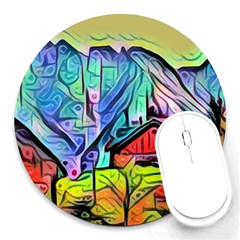 Magic cube abstract art Round Mousepads