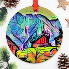 Magic cube abstract art Ornament (Round)