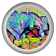 Magic cube abstract art Wall Clocks (Silver) 