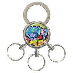 Magic cube abstract art 3-Ring Key Chains