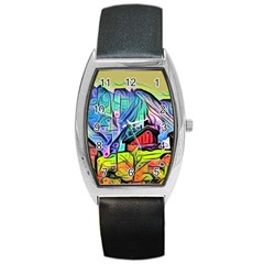 Magic cube abstract art Barrel Style Metal Watch