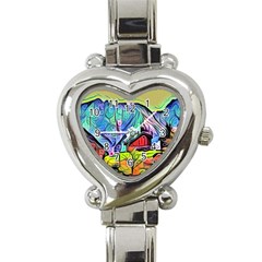 Magic Cube Abstract Art Heart Italian Charm Watch by NouveauDesign