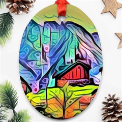 Magic cube abstract art Oval Ornament (Two Sides)