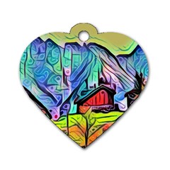 Magic cube abstract art Dog Tag Heart (One Side)