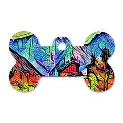 Magic cube abstract art Dog Tag Bone (Two Sides)