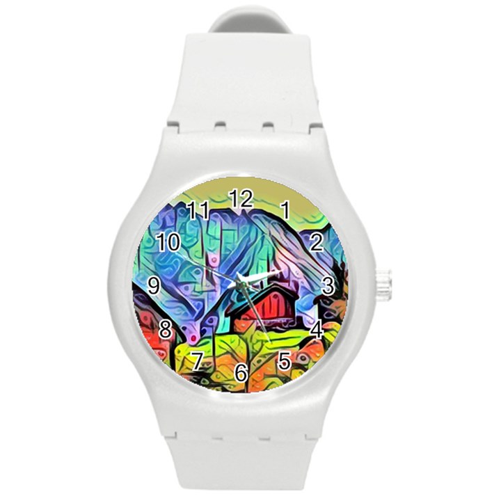 Magic cube abstract art Round Plastic Sport Watch (M)