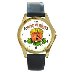 Trump Or Treat  Round Gold Metal Watch by Valentinaart