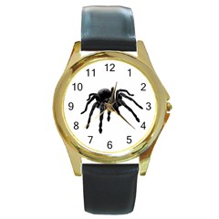 Tarantula Round Gold Metal Watch by Valentinaart