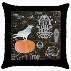 Vintage Halloween Throw Pillow Case (black) by Valentinaart