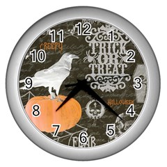 Vintage Halloween Wall Clocks (silver)  by Valentinaart