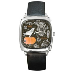 Vintage Halloween Square Metal Watch by Valentinaart