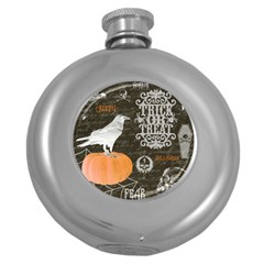 Vintage Halloween Round Hip Flask (5 Oz) by Valentinaart