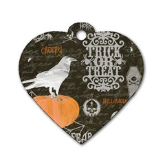 Vintage Halloween Dog Tag Heart (one Side) by Valentinaart