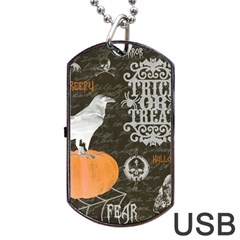 Vintage Halloween Dog Tag Usb Flash (two Sides) by Valentinaart