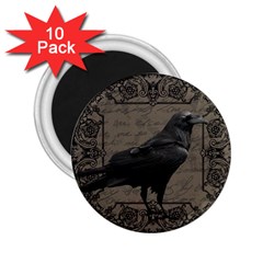 Vintage Halloween Raven 2 25  Magnets (10 Pack)  by Valentinaart