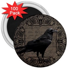 Vintage Halloween Raven 3  Magnets (100 Pack) by Valentinaart