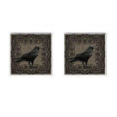 Vintage Halloween Raven Cufflinks (square) by Valentinaart