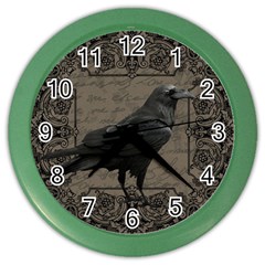 Vintage Halloween Raven Color Wall Clocks by Valentinaart