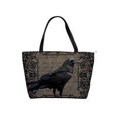 Vintage Halloween Raven Shoulder Handbags by Valentinaart