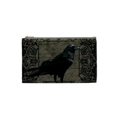 Vintage Halloween Raven Cosmetic Bag (small)  by Valentinaart