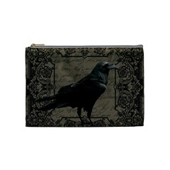 Vintage Halloween Raven Cosmetic Bag (medium)  by Valentinaart