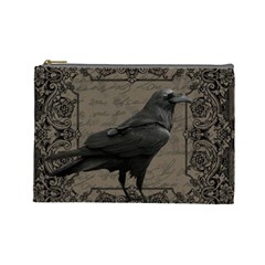 Vintage Halloween Raven Cosmetic Bag (large)  by Valentinaart