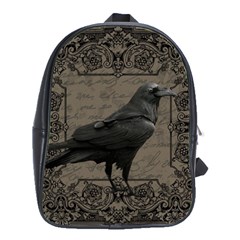 Vintage Halloween Raven School Bag (large) by Valentinaart