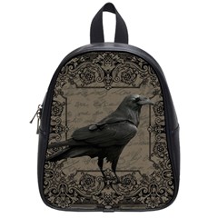 Vintage Halloween Raven School Bag (small) by Valentinaart