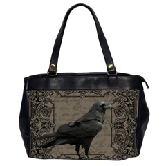 Vintage Halloween Raven Office Handbags (2 Sides)  by Valentinaart