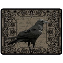 Vintage Halloween Raven Fleece Blanket (large) 