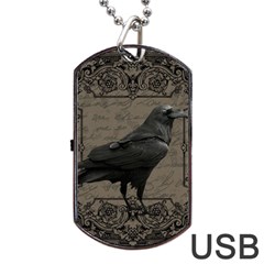 Vintage Halloween Raven Dog Tag Usb Flash (two Sides) by Valentinaart