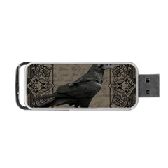 Vintage Halloween Raven Portable Usb Flash (two Sides) by Valentinaart