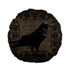 Vintage Halloween Raven Standard 15  Premium Round Cushions by Valentinaart