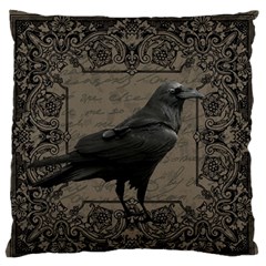 Vintage Halloween Raven Large Flano Cushion Case (one Side) by Valentinaart