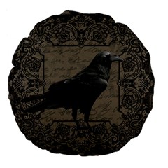 Vintage Halloween Raven Large 18  Premium Flano Round Cushions by Valentinaart