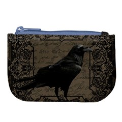 Vintage Halloween Raven Large Coin Purse by Valentinaart