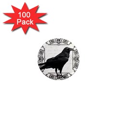 Vintage Halloween Raven 1  Mini Magnets (100 Pack)  by Valentinaart