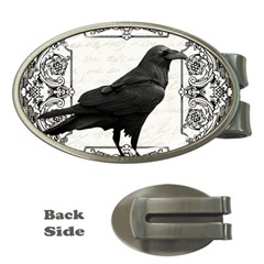 Vintage Halloween Raven Money Clips (oval)  by Valentinaart