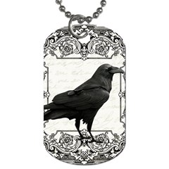 Vintage Halloween Raven Dog Tag (two Sides) by Valentinaart