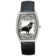 Vintage Halloween Raven Barrel Style Metal Watch by Valentinaart