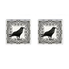 Vintage Halloween Raven Cufflinks (square) by Valentinaart