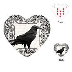 Vintage Halloween Raven Playing Cards (heart)  by Valentinaart