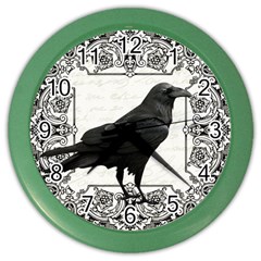 Vintage Halloween Raven Color Wall Clocks by Valentinaart