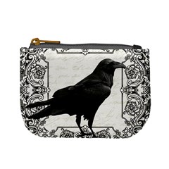 Vintage Halloween Raven Mini Coin Purses by Valentinaart