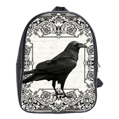 Vintage Halloween Raven School Bag (large) by Valentinaart