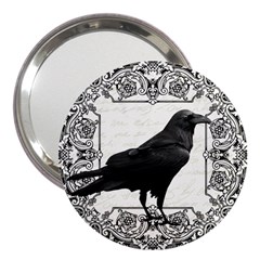 Vintage Halloween Raven 3  Handbag Mirrors by Valentinaart