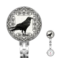 Vintage Halloween Raven Stainless Steel Nurses Watch by Valentinaart